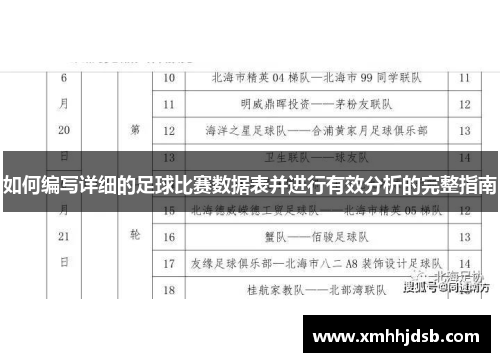 如何编写详细的足球比赛数据表并进行有效分析的完整指南